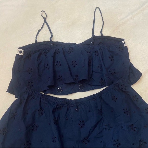 New! Victoria's Secret Navy Blue eyelet Pajama Set 1142 - Picture 7 of 9